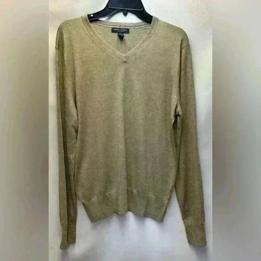 Banana Republic Men’s V-neck Pullover Sweater Silk Linen Blend Size Medium